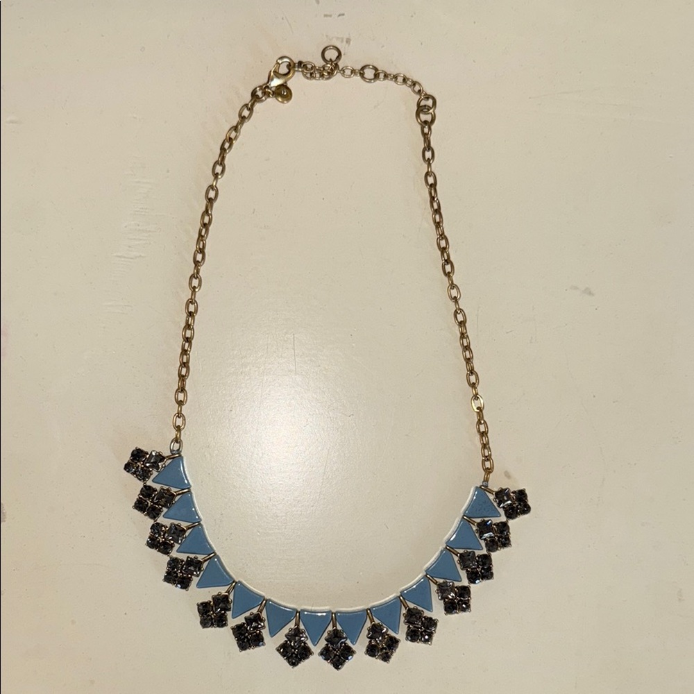 J. Crew Elegant Gold and Blue Statement adjustable Necklace